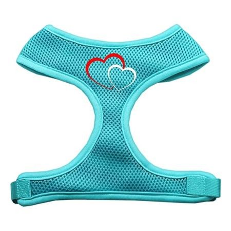 UNCONDITIONAL LOVE Double Heart Design Soft Mesh Harnesses Aqua Extra Large UN802931